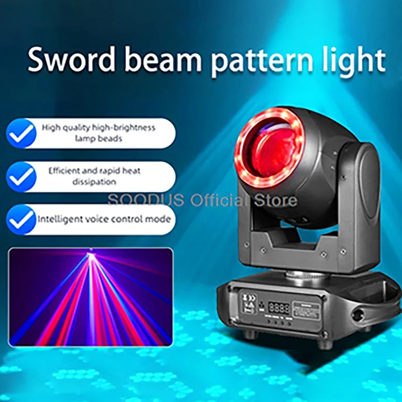 

LED Beam Moving Head Light DMX512 Stage Light Sound Activated Hybrid Beam Effect Light for Stage Show Party Concert DJ Lighting