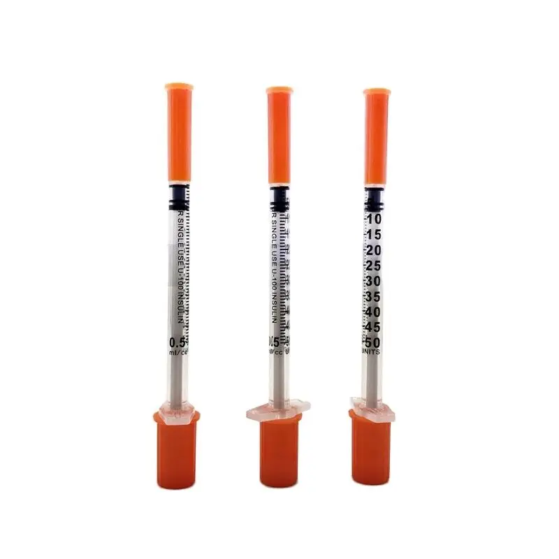 50pcs/lot 1ml 0.5ml 29G Disposable Plastic Veterinary Syringe With Needles pet Animal dog cat syringe