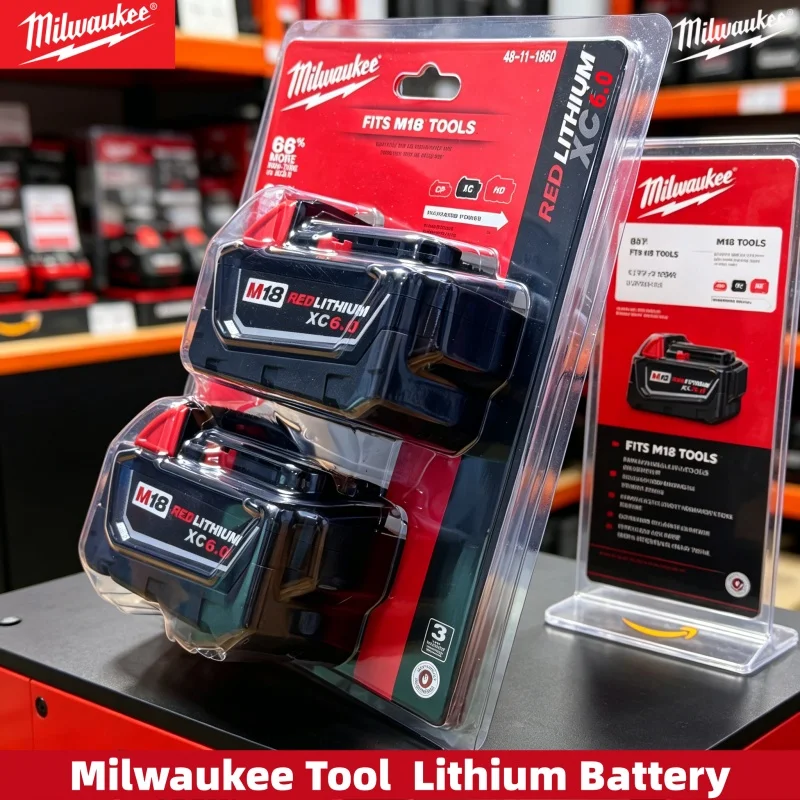 

100% Milwaukee M18 18V 6000mAh Lithium-Ion Battery, Heavy Duty Rechargeable Pack M18B6 M18B5 for Milwaukee Cordless Power Tools