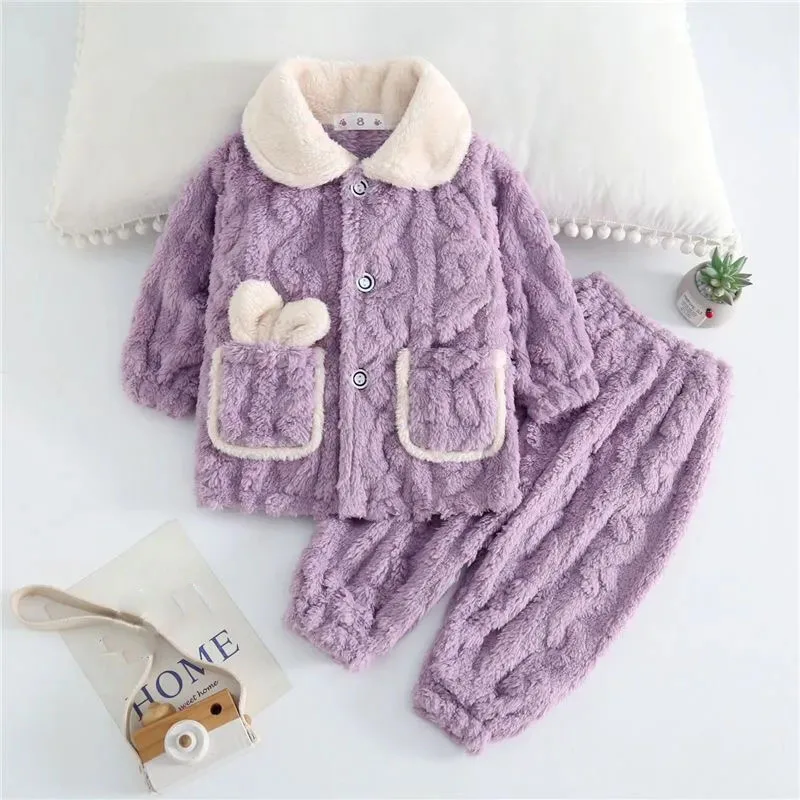 

Childrens Pajamas Autumn Winter Warm Kids Clothes Set Homewear Thicken Soft Girls Pajamas Comfortable Children Sleepwear Pants
