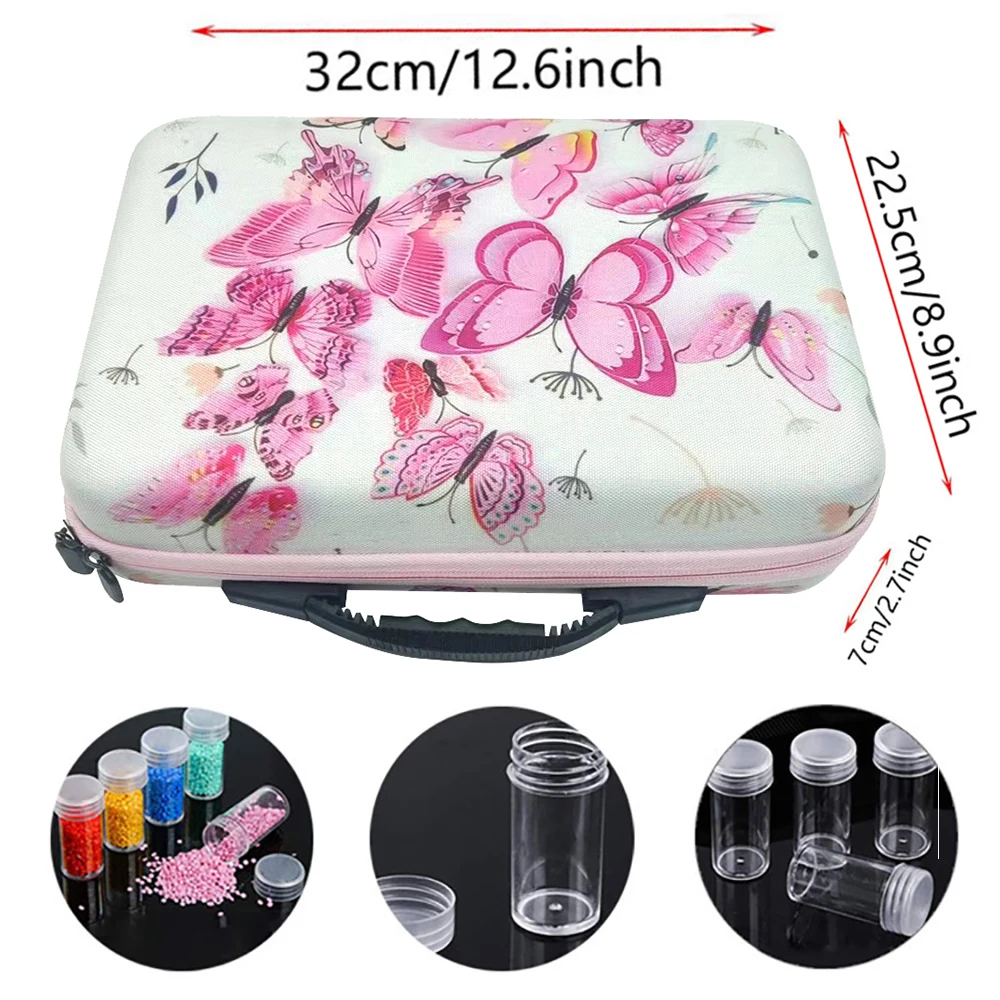 Butterfly Pattern Handbag Diamond Storage Box Lot Painting Accessories Stitch Daimond Wax Empty Tools Suitcase Daymond Art Pen