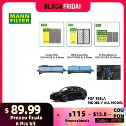 For Tesla Model Y Model 3 EV HEPA Carbon Cabin Filter Kit MANN FILTER CUK25015/21-2 CUK46025/1-2 CU47025/3-2 Build-in Air Filter