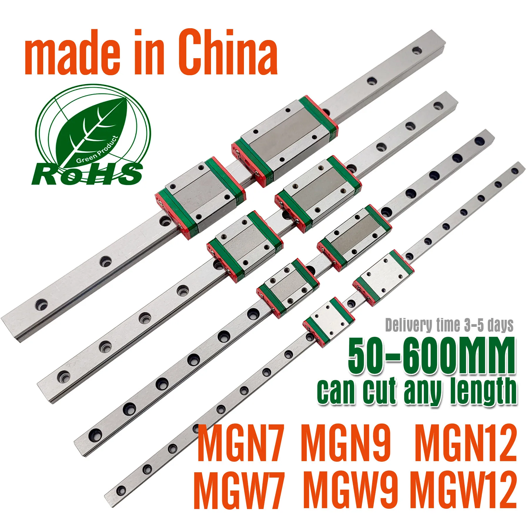 Corrediça linear diminuta do trilho, 1 peça da impressora 3D do transporte, MGN7C, MGN9C, MGN12H, MGN15C, MGN7H, MGN12C300, 350, 400mm, MGN9H