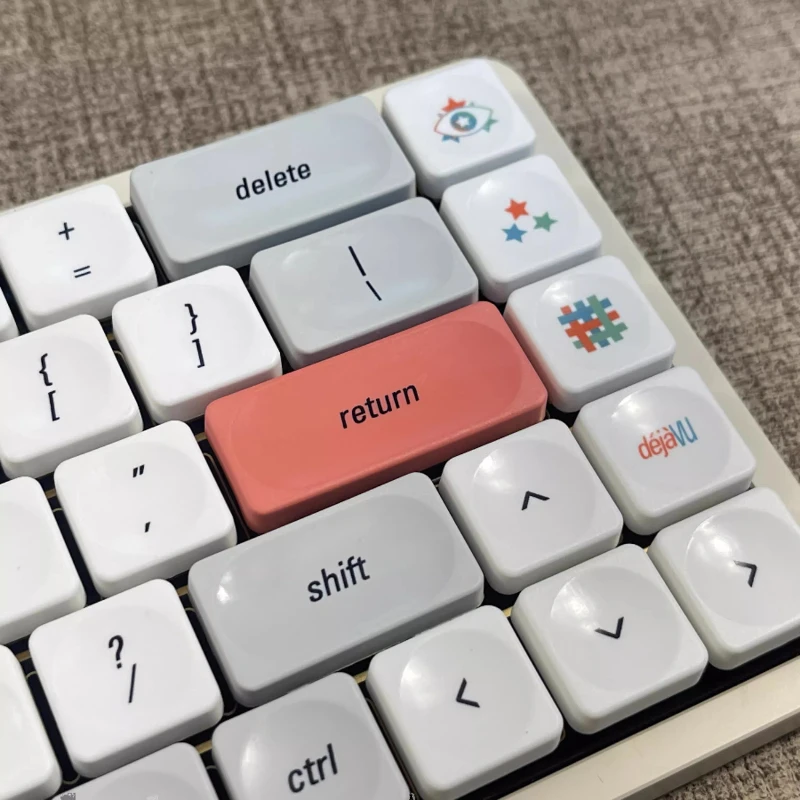 LCK - Keycap Bertema Visual Sublimasi PBT Kustom Keycap Sumbu Rendah Gaya Retro Tutup Kunci Titik Putih Sederhana Desain Pengrajin