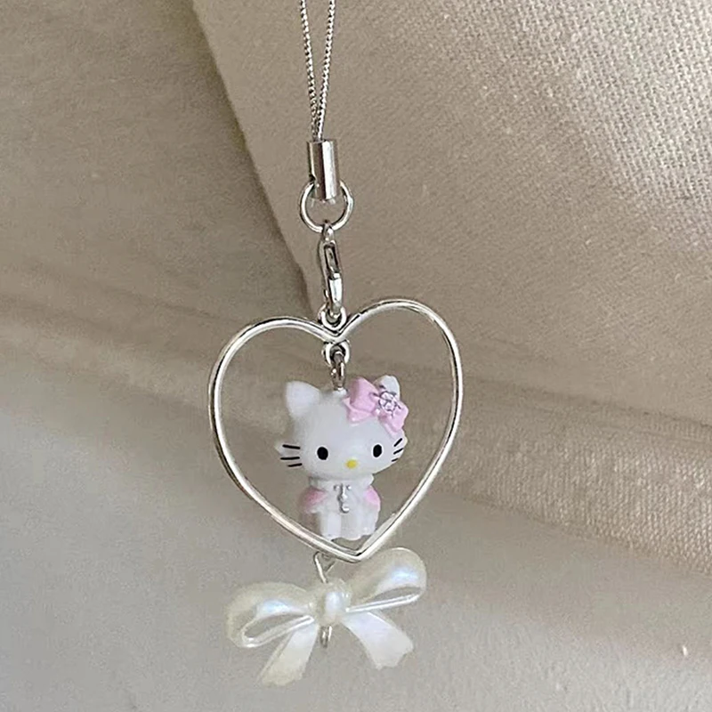Kawaii Sanrios Phone Keychain Anime Guitar Hellokittys Phone Straps Bag Charm Keyring Pendants for Girls Car Interior Accessorie