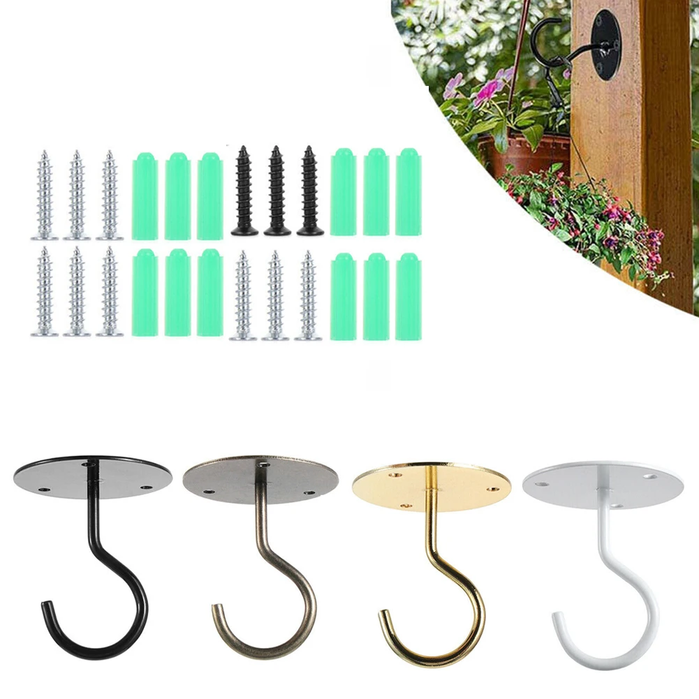 ยี่ห้อใหม่ 7 ชิ้น/เซ็ต Garden Home ตะขอแขวนแขวน Wall Mount ตะกร้าตะขอยึดเพดาน Hooks สวนแขวน