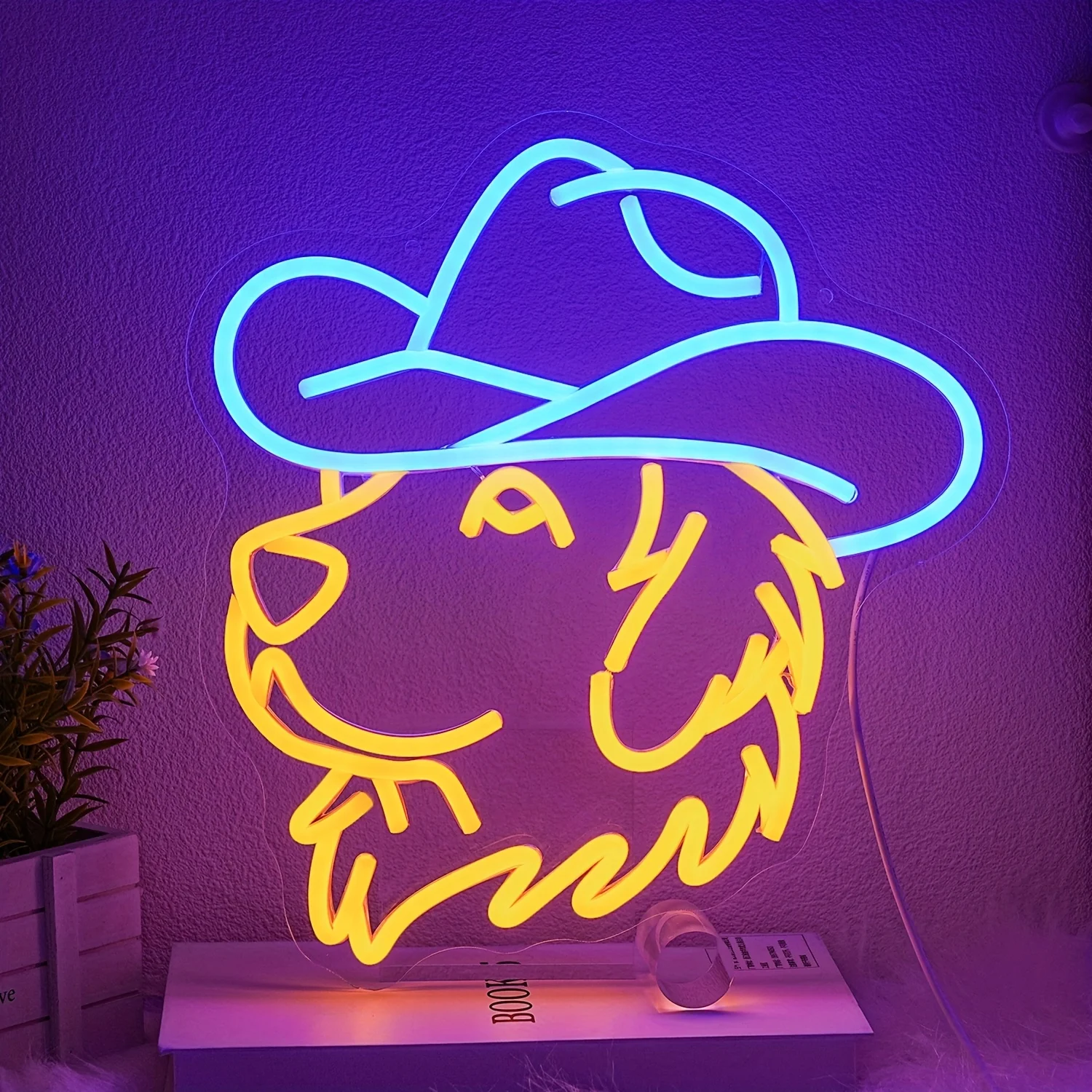 

Dog Neon Light with Cowboy Hat, Wall Decor for Home, Pet Store, Vibrant Light Artwork, Party Decoration, Home Decorators