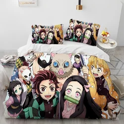 Demon Slayer Bedding Set Kamado Nezuko Duvet Cover Set Bedspread Pillowcase King Queen Full Single Size Bed Linen Kids Teen Gift