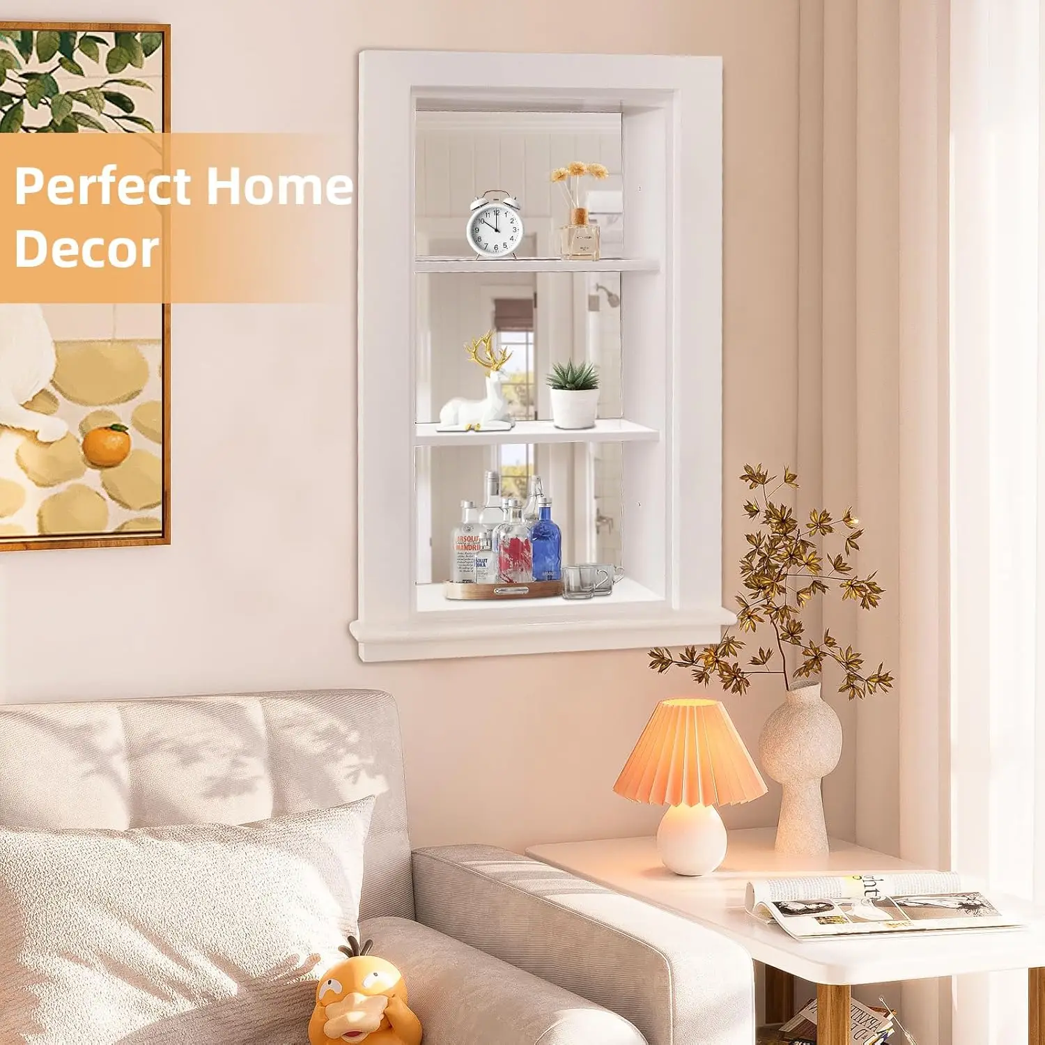 14 x 24 Recessed Medicine Cabinet, White Bathroom Wall Cabinet, 3-Tier Wall Niche with Mirror, for Bathroom Storage