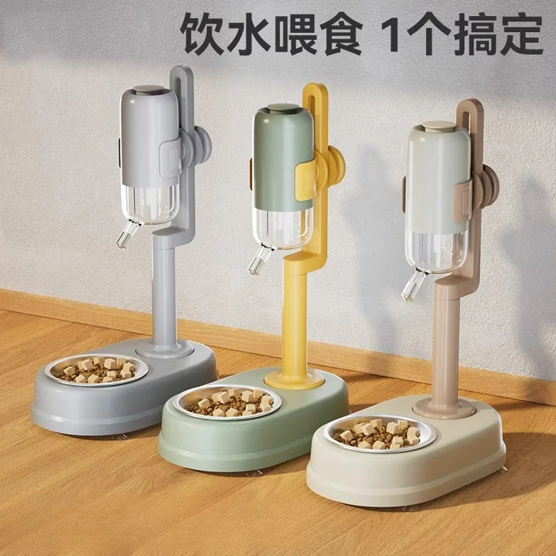 Ceramic Double-Layer Pet Dispenser And Feeder Combo For Dogs Automatic Rolling Ball Water Bottle Cat Bowl Hanging Cage Dog