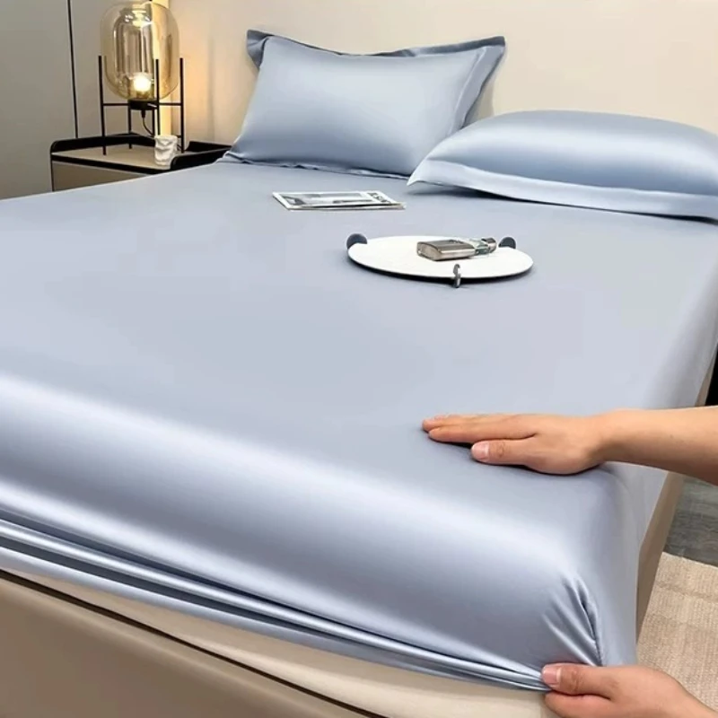 Juego de Sábanas de Seda para Cama Individual/Doble, Sábanas Refrescantes para Adultos, Ropa de Cama Suave y Cómoda, Juego Completo de Ropa de Cama Coreana