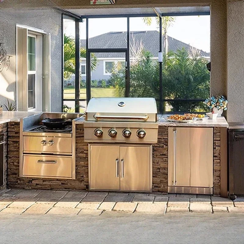 Garden built-in barbecue grill, home outdoor barbecue rack