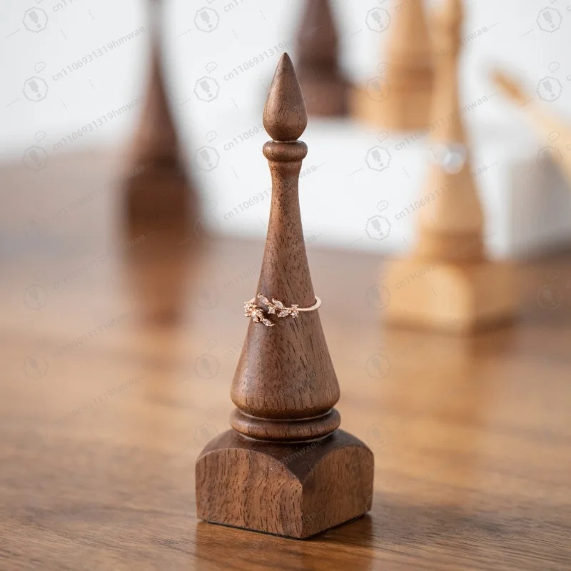 

Tapered retro wooden ring holder, wooden home ornament