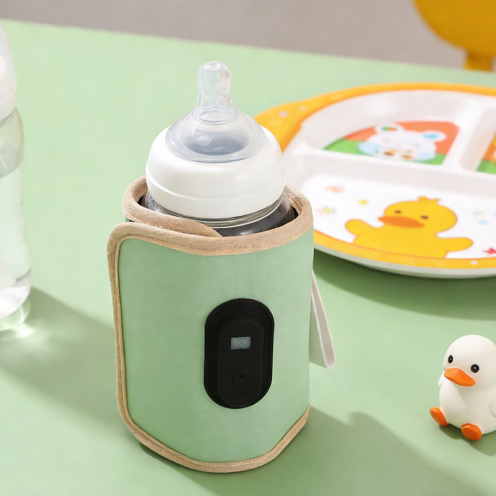 Scaldabiberon in Pelle PU con USB, Custodia Riscaldante per Biberon con Controllo della Temperatura e Display Digitale