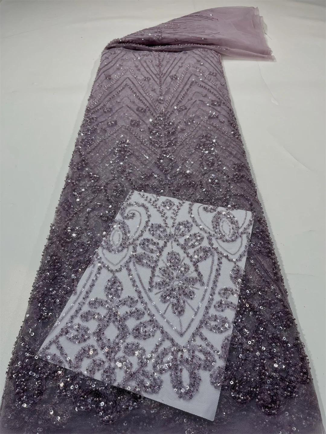 5Yards 2024 Latest Best Quality Eligante Delicate Very Soft Sequin lace with Nice Stones Fbrice For Wedding Dress U_GE5138