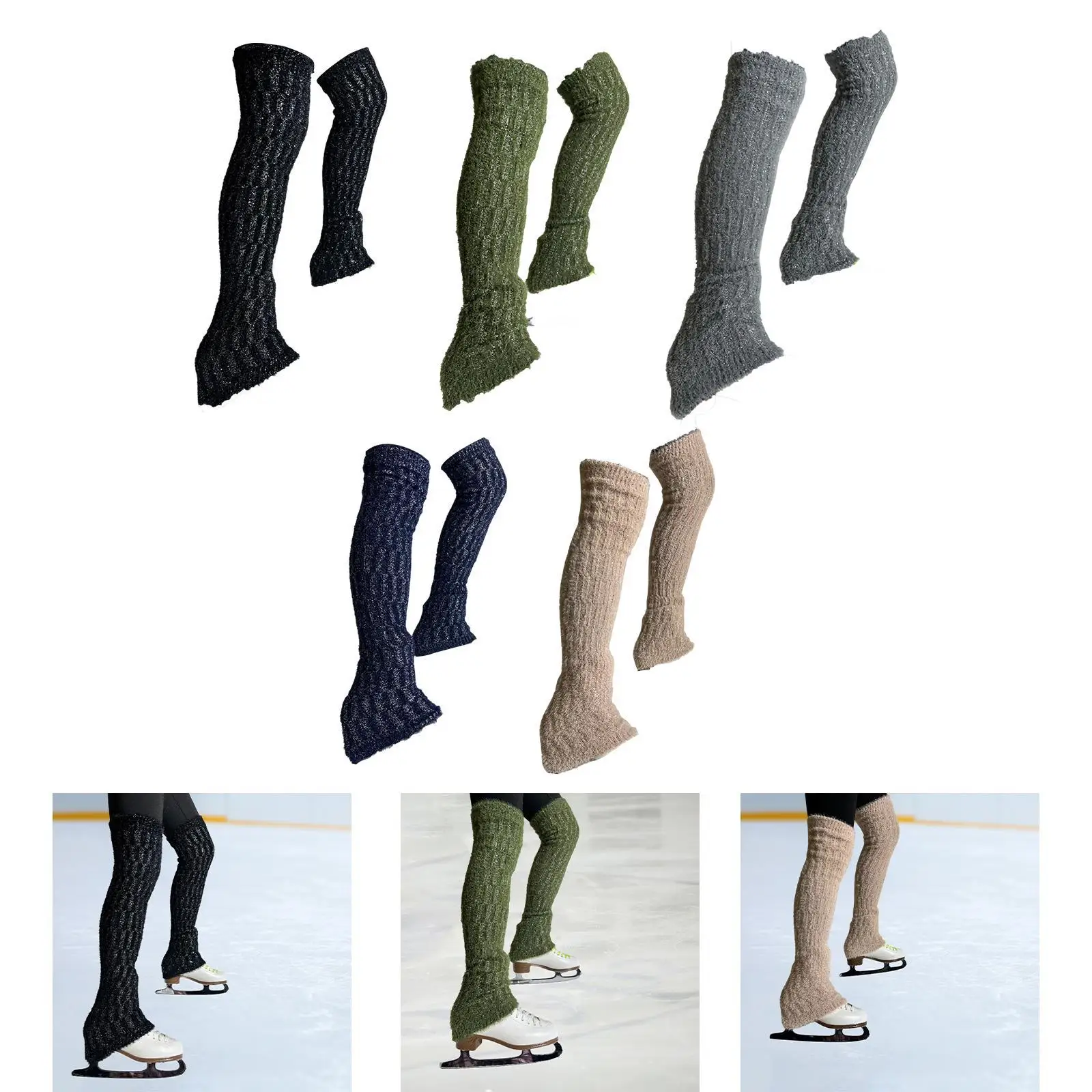 

Figure Skating Leg Warmers Cable Knit Skating Socks for Winter Sports Women