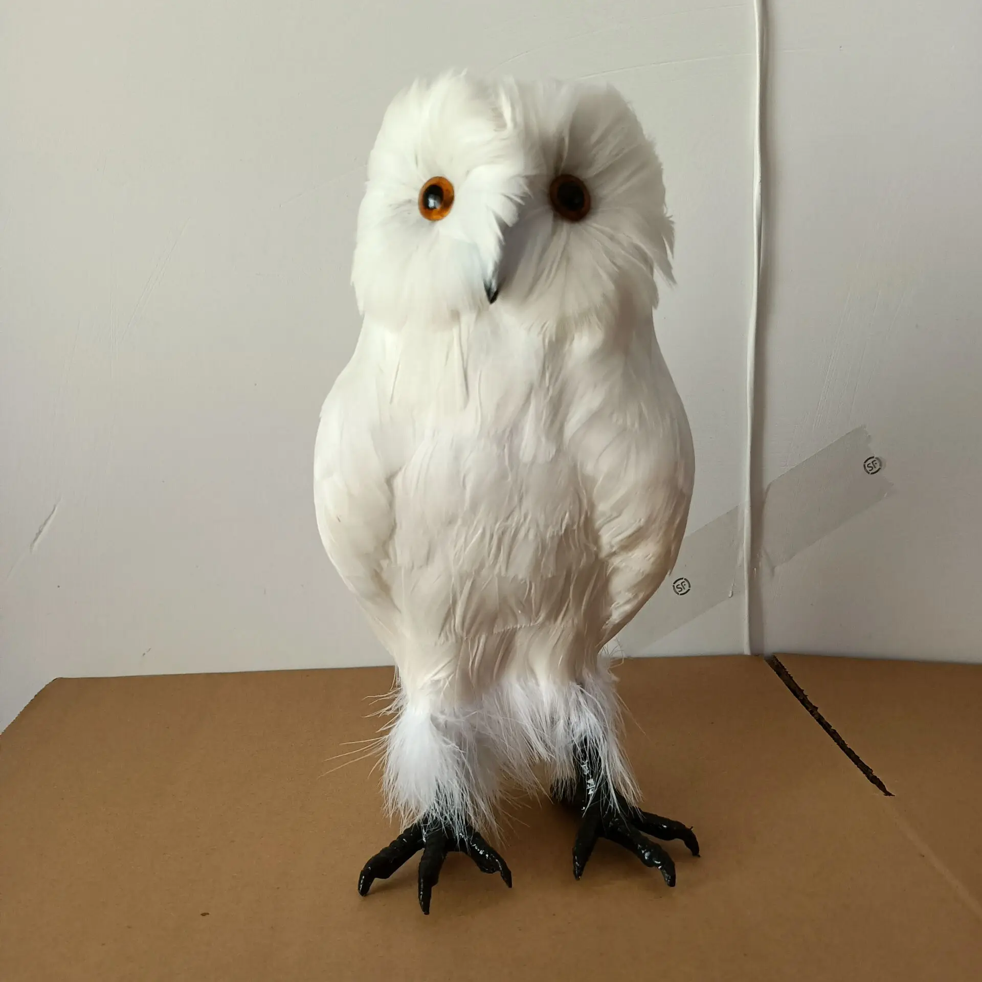 

big foam and feather white owl bird hard model prop.home garden decoration gift about 30cm