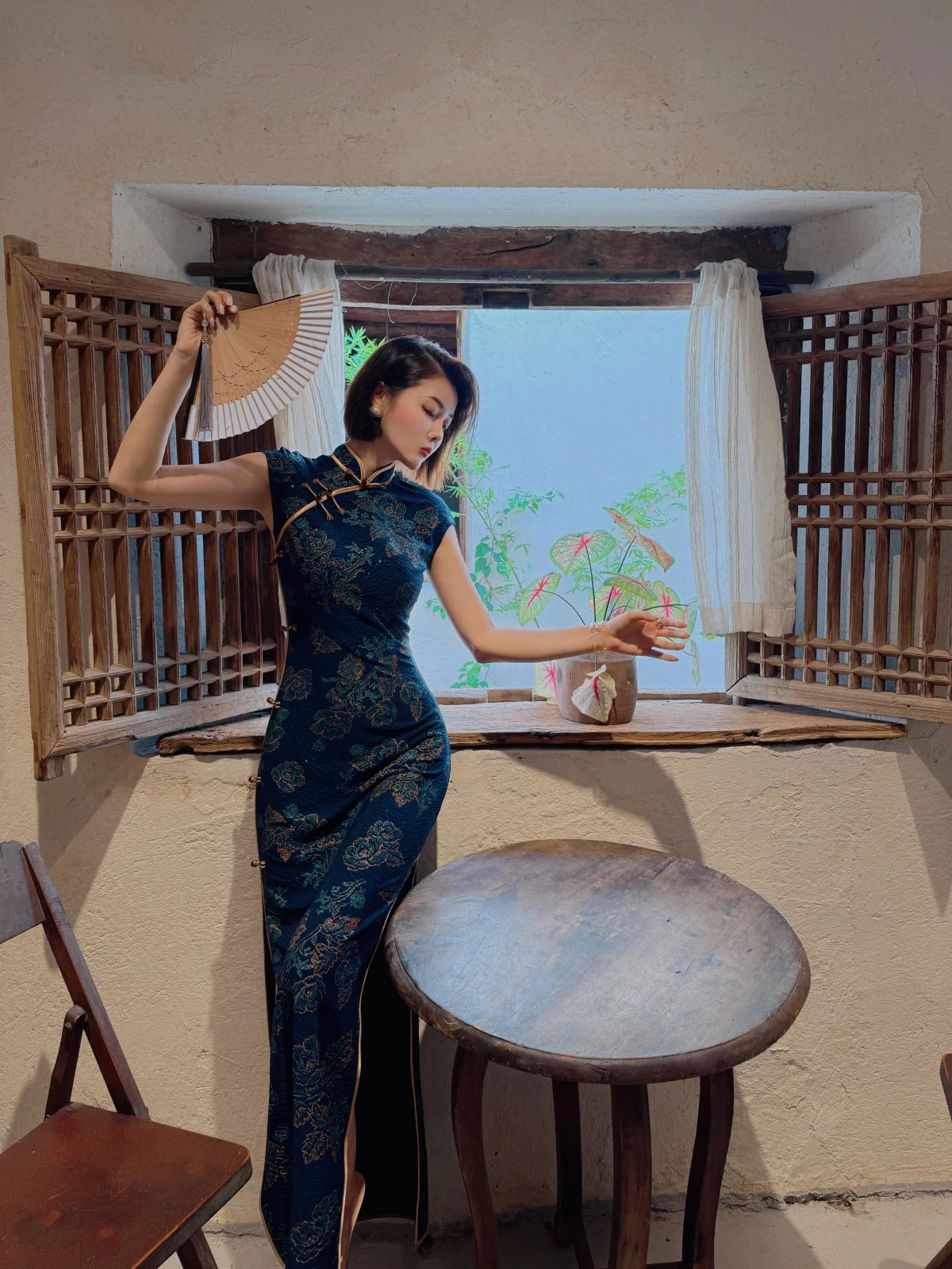 

Ele High Waist Slimming Acetate Gold Stamp Printing Qipao Dr XULU Original Summer Faion Breathable Long Skirt Dr