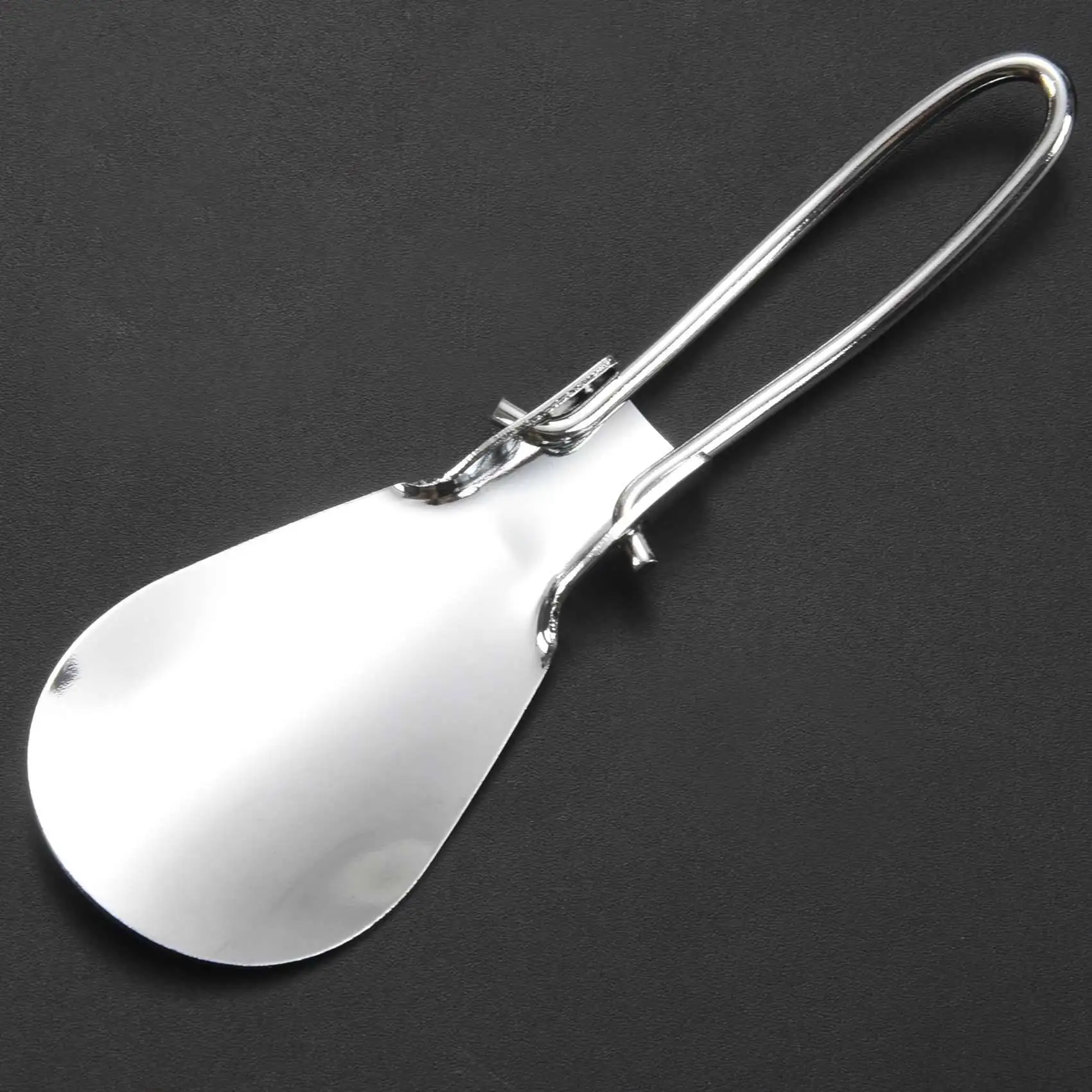 MACH-2Pcs 12X3.8Cm Professional Foldable Stainless Steel Shoe Horn Long Shoespooner Spoon