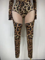 Women 2025 Stretch Leopard Print Sexy Bodycon Jumpsuit Bar Nightclub Singer Dancer Luxury Diamond Stage Performance Outfit - Image 6
