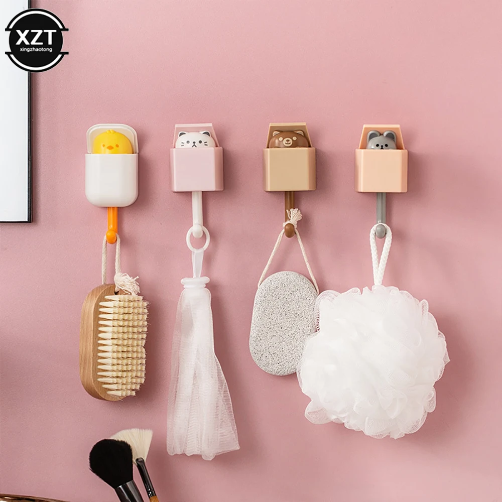 1Pcs Self Adhesive Cartoon Cat Hook Wall Bedroom Door Hangers Hooks Key Umbrella Towel Cap Rack Wall Animal Decoration Rack