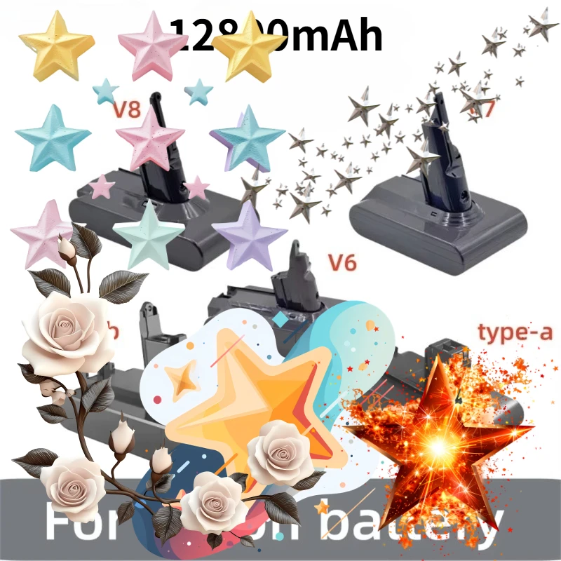 For Dyson V6 V7 V8 A type B type vacuum cleaner series battery 21.6V 22.2V 12800mAh Factory direct sales
