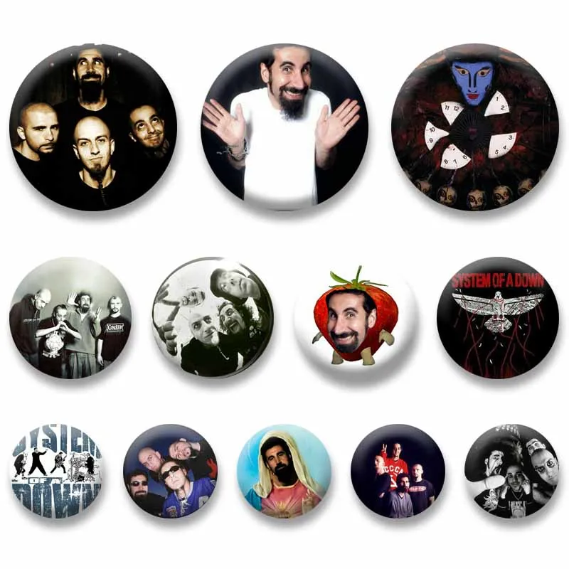 Rock Band System O-Of A Down Badge Serj Tankian Singer Brooch Album Cover Lapel Pins Clothes Backpack Hat Decor Collectible Gift