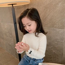 Spring Autumn Children Girls Undershirt Turtleneck Warm Bottoming Shirt Long Sleeves T-shirt Kids Girls Casual Tops Tees 2-12Y