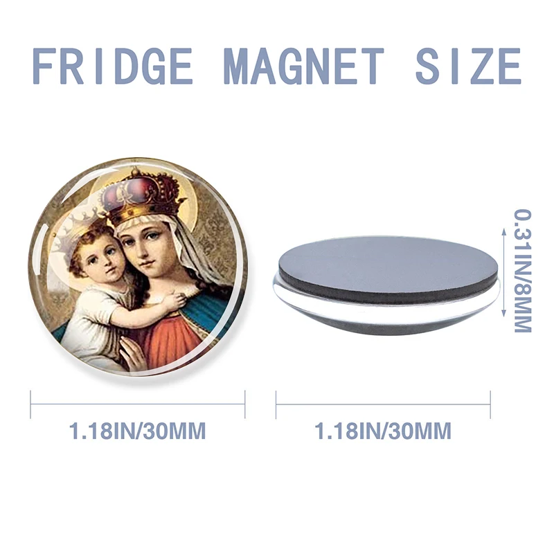 Virgin Mary Fridge Magnet Queen of Grace Glass Dome Refrigerator Magnets Stickers Jesus Christian Church Souvenirs Home Decor