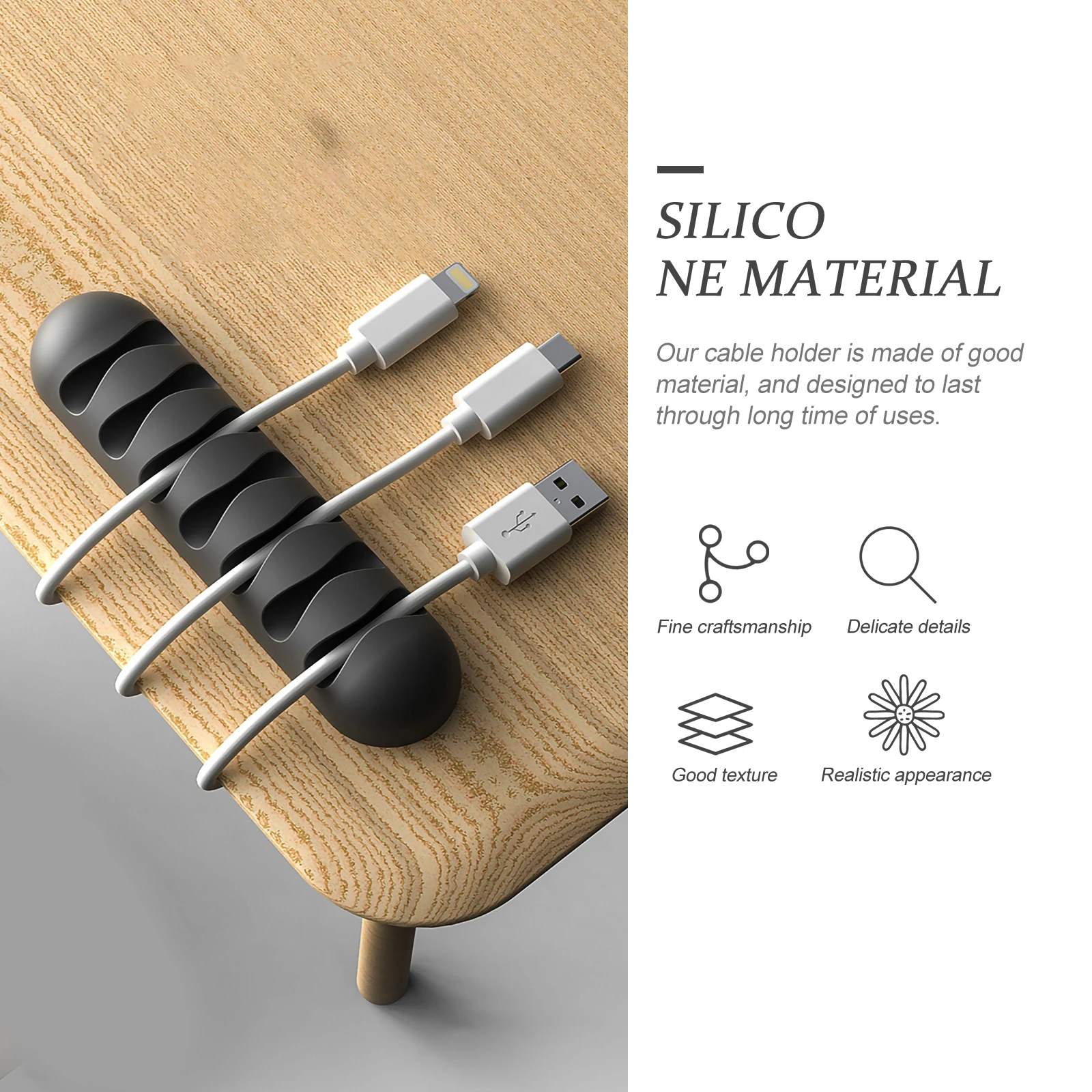 

4Pcs Desktop Cable Holder Adhesive Wire Organizer Clip for Cord Management Tidy Your USB Charging Cables At Home Or Office