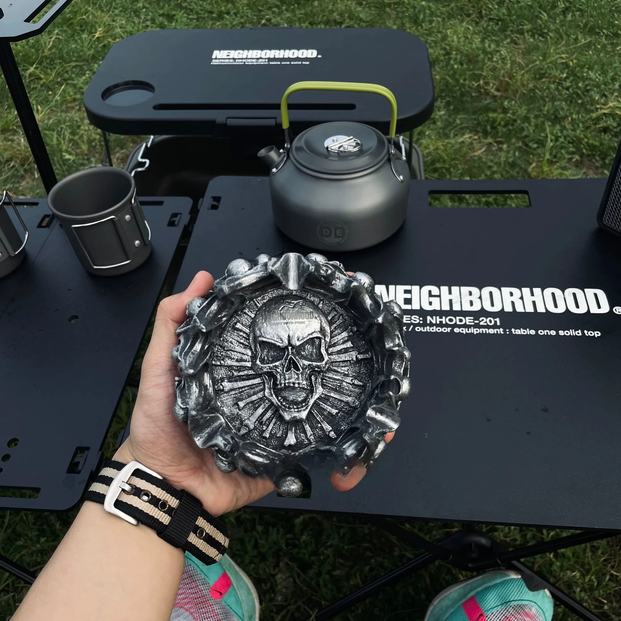 

NBHD cool black silver ashtray outdoor camping camping equipment skull black style ornaments decoration gift