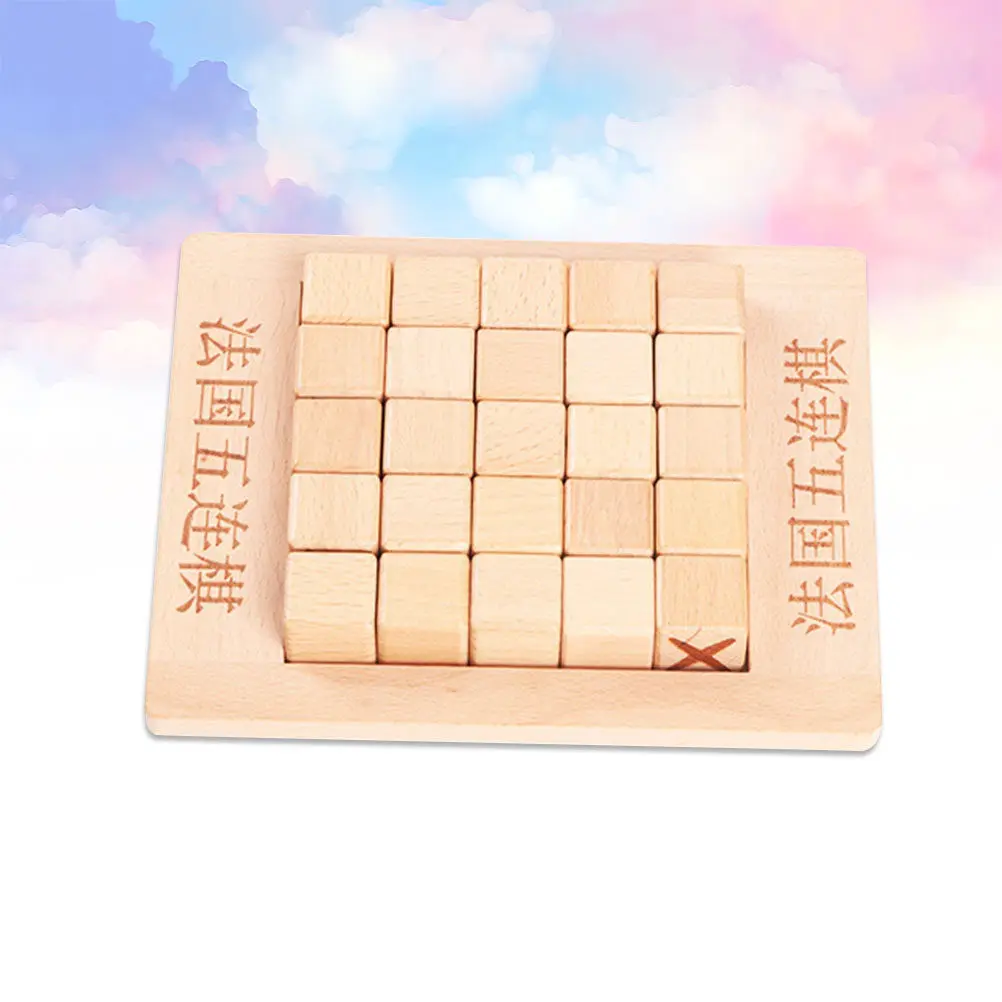 Original Wood Color French Five Chess Educational Intelligent Game Creative Learning Fun Parent Child Interactive Gift