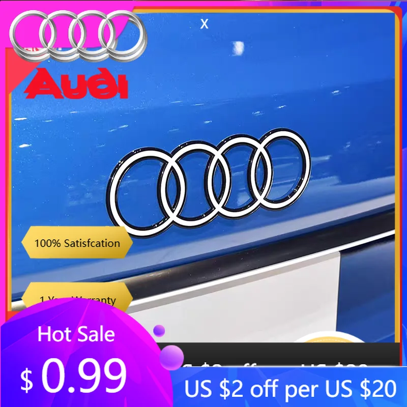 

Hub Caps Hot For Audi 202mm New Audi Car Flat Logo Black and White