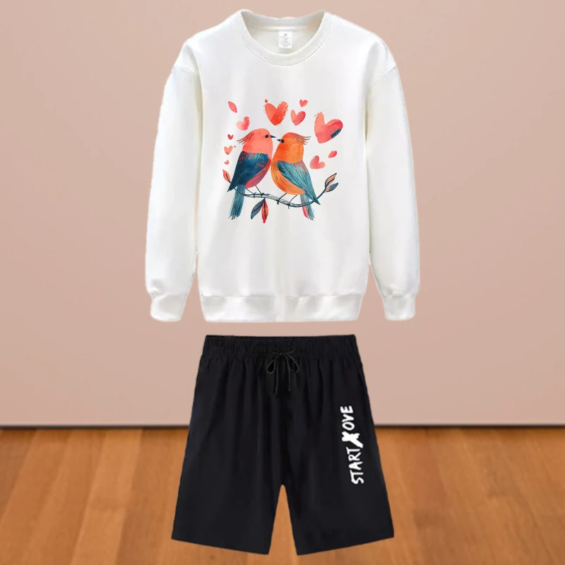 Men's sets Autumn Quick drying Love Birds printed Graphic T-shirts Suit men's sweatshirt set men's tracksuit set Long sleeve