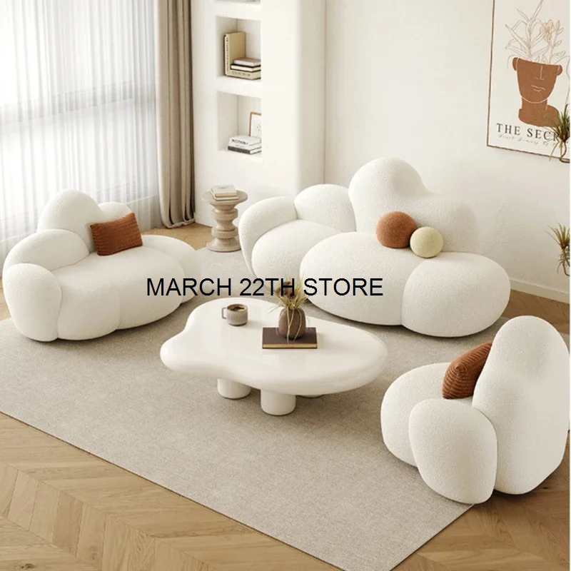 White Cloud Living Room Sofas Modern Fabric Minimalist European Corner Couch Cozy Floor Cushions Divano Household Furnitures