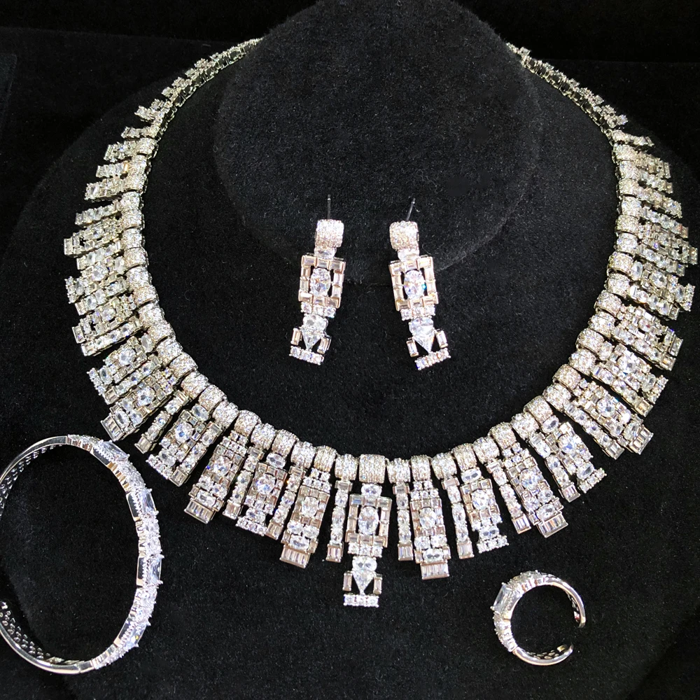 

GODKI Luxury High End UAE Jewelry Sets For Women Wedding Necklace Earring Set Cubic Zircon Dubai Bridal jewelry Set 2020