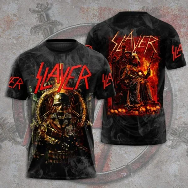 Camiseta de moda para hombre, camiseta con estampado 3D de la banda de rock Slayer, camiseta de manga corta de hip hop para hombre y mujer, ropa urbana de gran tamaño.