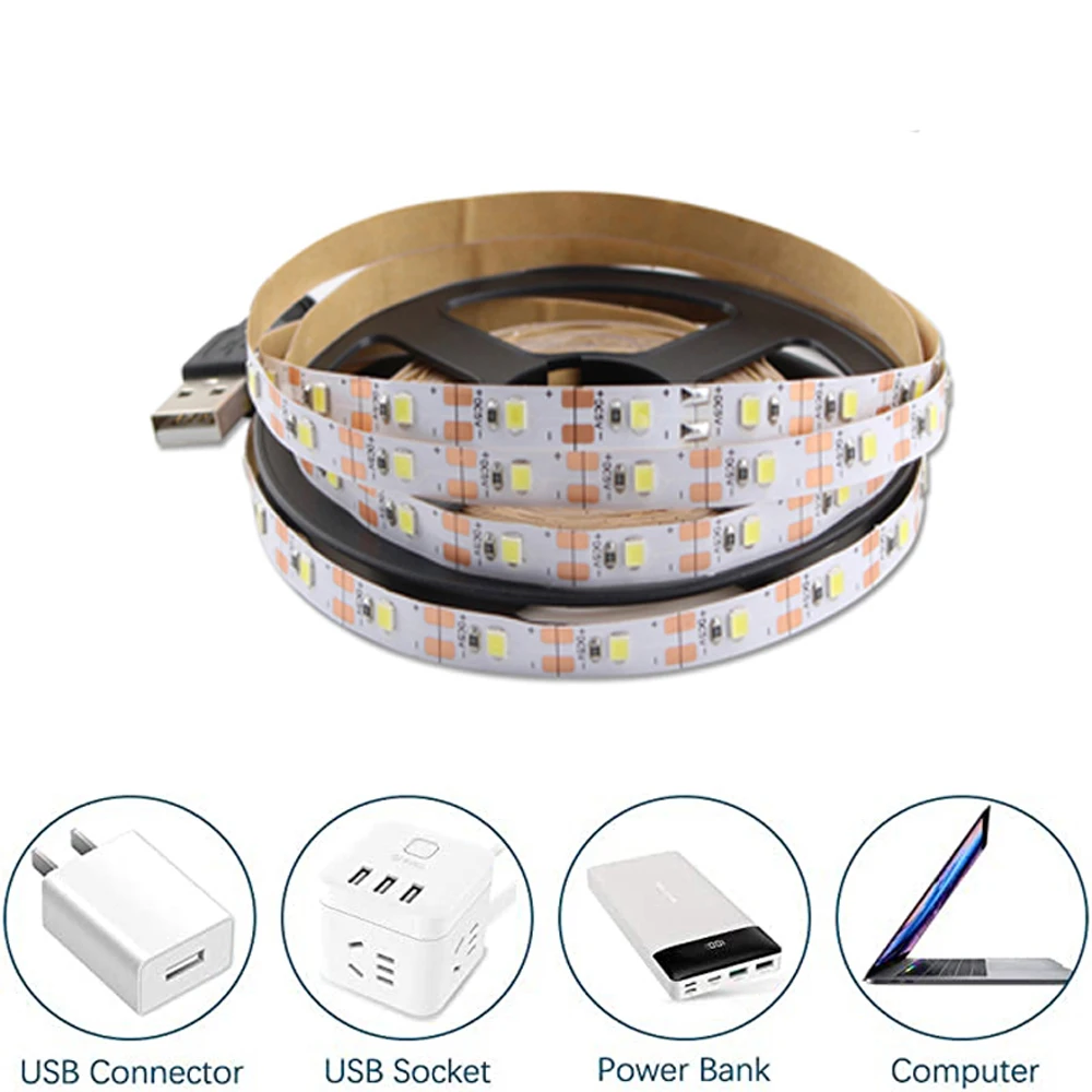 RGB LED Strip Lights USB Tape 5050 2835 0.5m- 5m Bluetooth Flexible 5V LED Strip Diode Ribbon TV Backlight With Remote Control