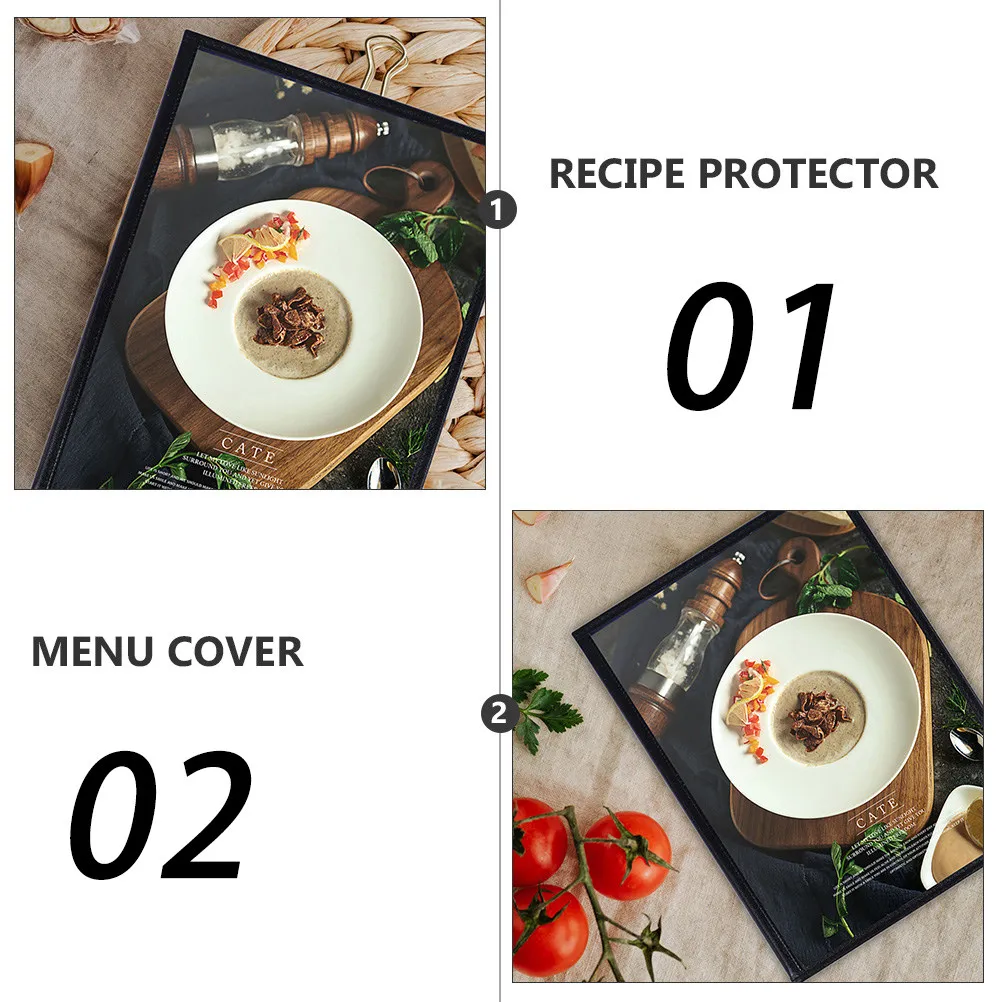 

2Pcs Restaurant Menu Cover Clear PVC Waterproof Holder for Cocktail Wine Menu A4 Size Easy Clean Double Stitched Sturdy Design