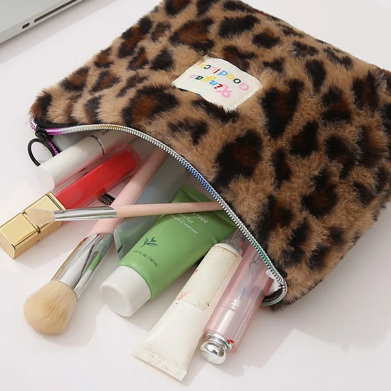 Leopard Print Retro Makeup Bag Large Capacity Cosmetic Bag Fashion Portable Storage Ba Travel Toiletry Bag