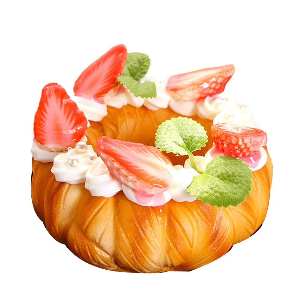 Simulated Donuts Bagels Fake Belgian Waffles Soft PU Bread Faux Fruit Colored Needles Pink Chocolate