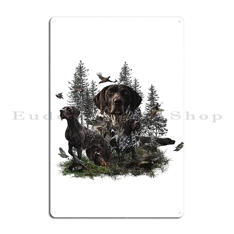 Hunting pheasant with German Shorthaired Pointer Bird hunting season ready to hunt Metal Wall Plaque Print Tin Sign Poster