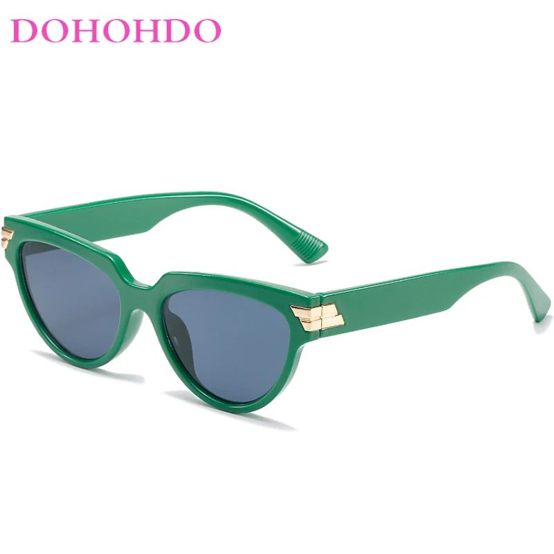 

DOHOHDO Popular Retro Cat Eye Women Luxury Sunglasses 2024 Fashion New Brand Designer Leopard Tea Sun Glasses Men Shades UV400