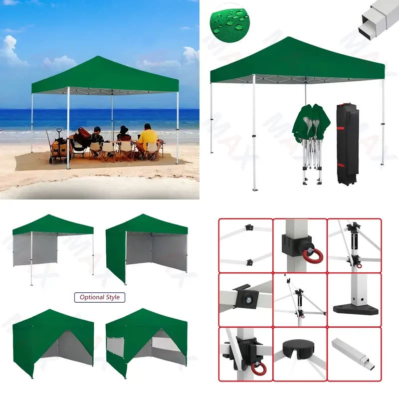 Waterproof Outdoor Steel Frame Canopy Tent 10x10ft with 210D Top Cover for Beach Party Indoor Event and Camping Use