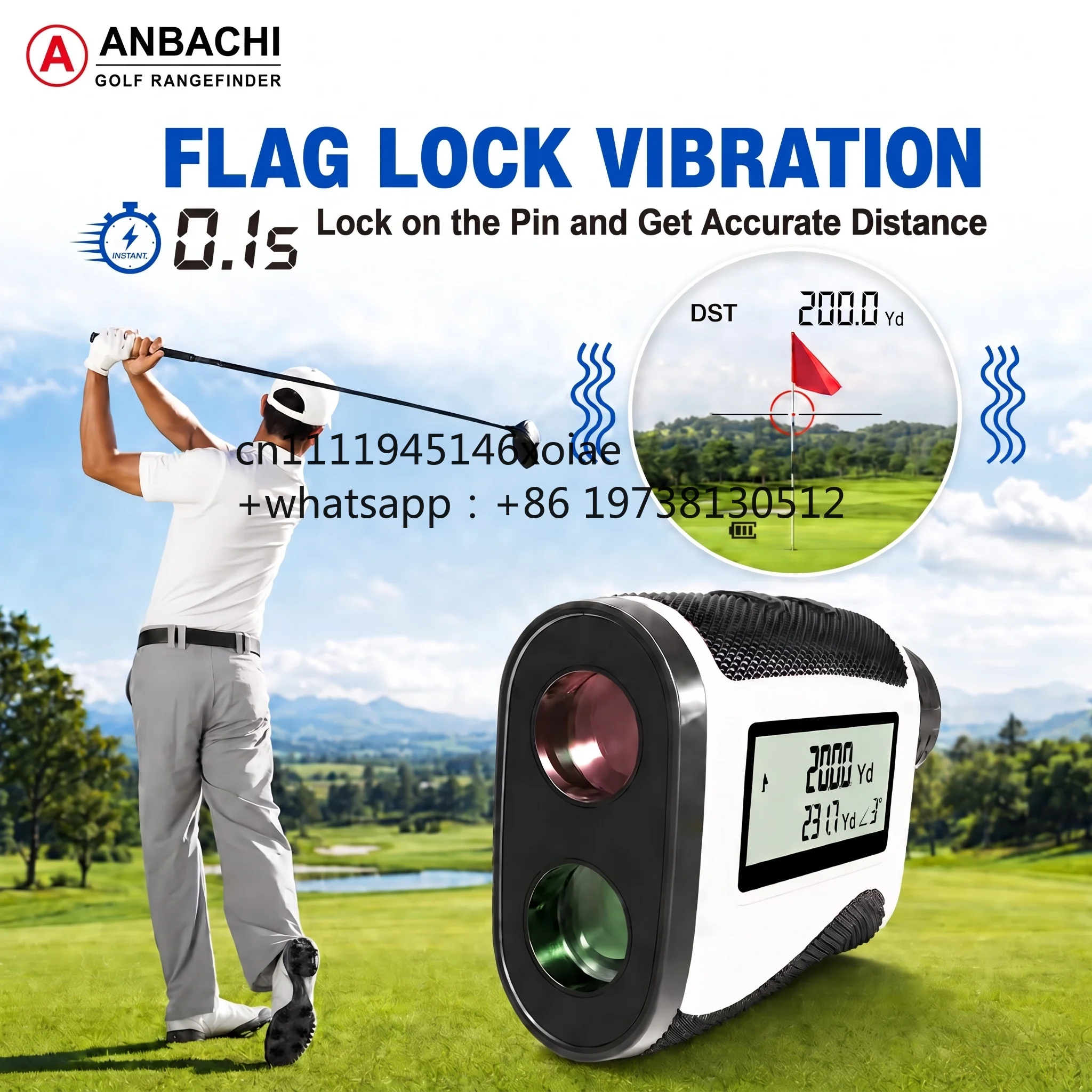 Anbachi Hunting Laser Range Finder Hot 905nm Industrial  LCD Display Mini Golf Binoculars Golf Gps Rangefinder