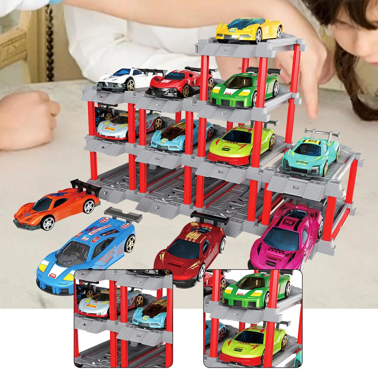 Zurückziehen Fahrzeug Set DIY Gebäude Sammlerstück Parkplatz Garage Spielzeug Spielset für Preis Box Festival Party Gefälligkeiten Geburtstag Sand