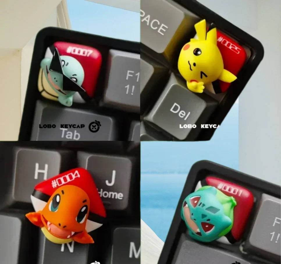 

New Kawaii Pokemon Anime Pikachu Keycaps Charmander Resin Tops Handmade Custom Cartoon Keys Mechanical Keyboard Decor Gifts