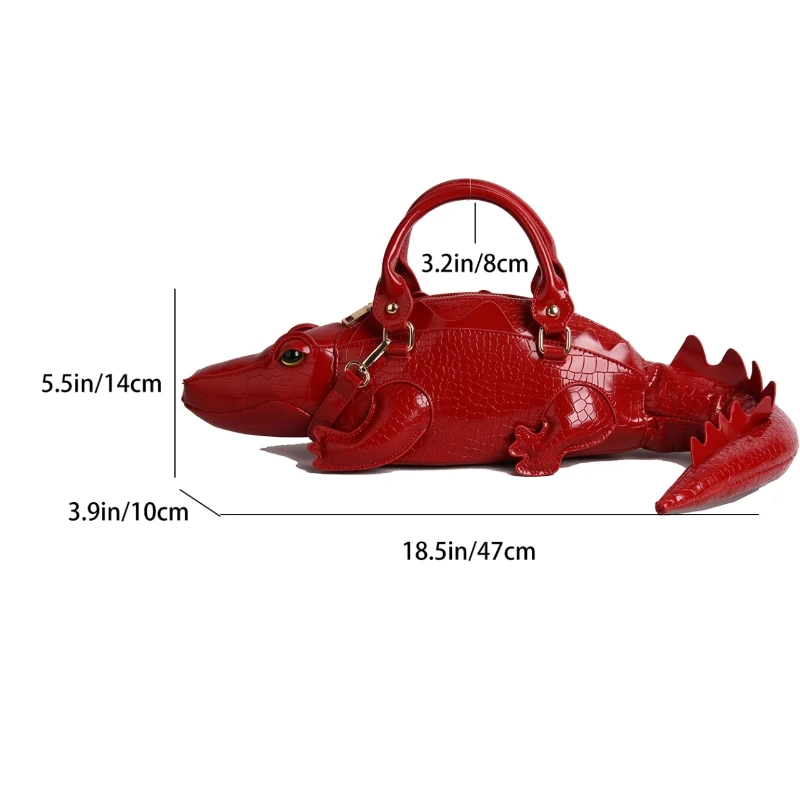Creative and Funny Crocodile-shaped Design Handbag for Women 2026 Three-dimensional Crocodile Pattern Bag Cool Girl Tote Bag