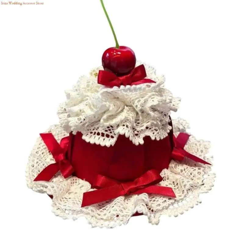 G92D Lovely Cake Hair Clip Decorative Lace Trim Top Hat Hair Barrette For School Event Girl Anime Styling Accessory