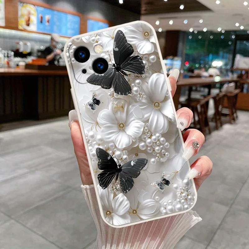 Custodia lucida e carina con bella farfalla rosa per iPhone 17 16 15 14 13 12 11Pro Max Plus